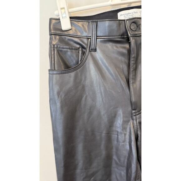 Abercrombie & Fitch Vegan Leather 90s Straight Pant Ultra High Rise 27 4R - Picture 5 of 12